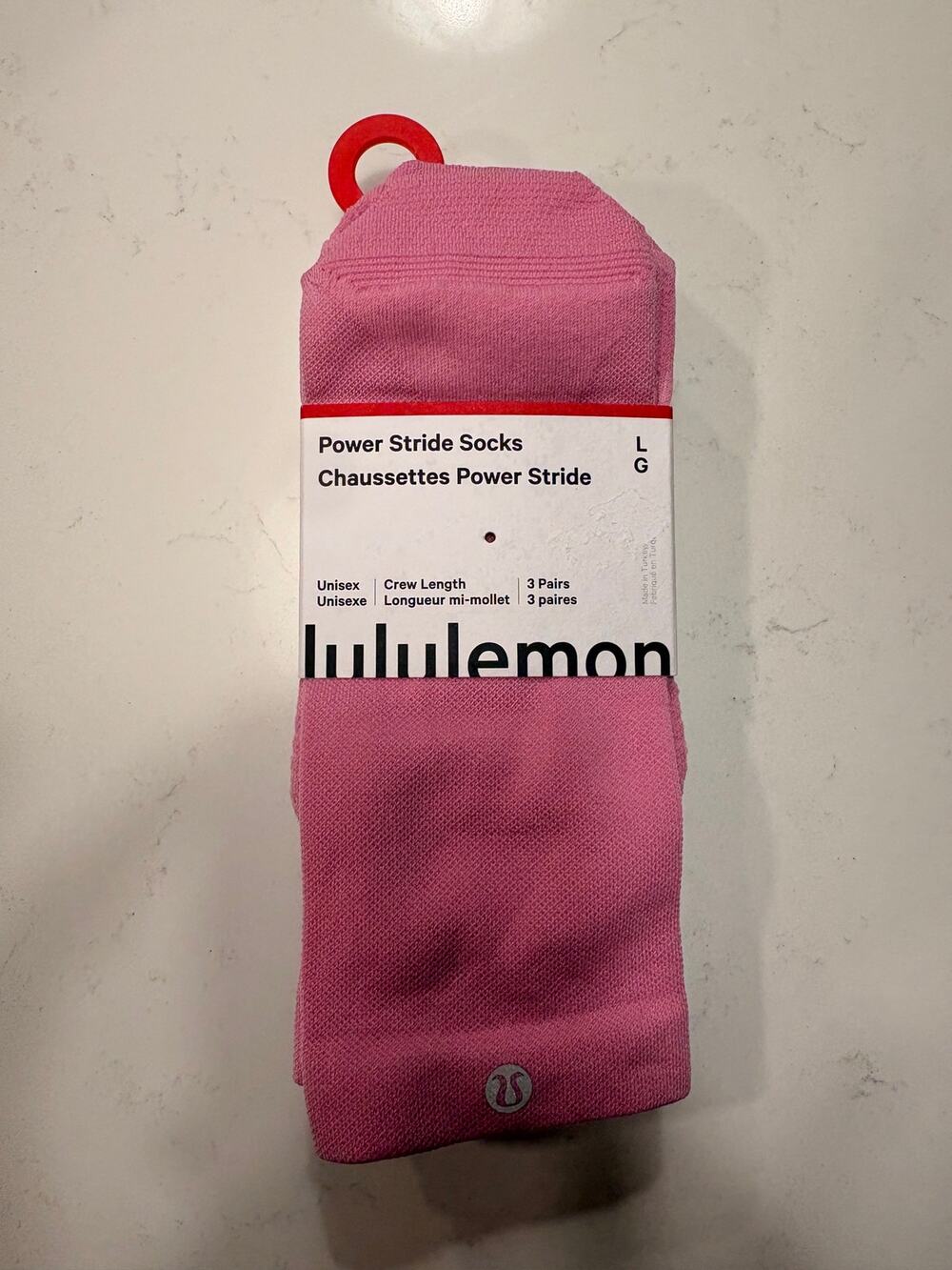 NWT Lululemon Power Stride Socks - Crew Length - 3 pairs - Sz L - $48 MSRP